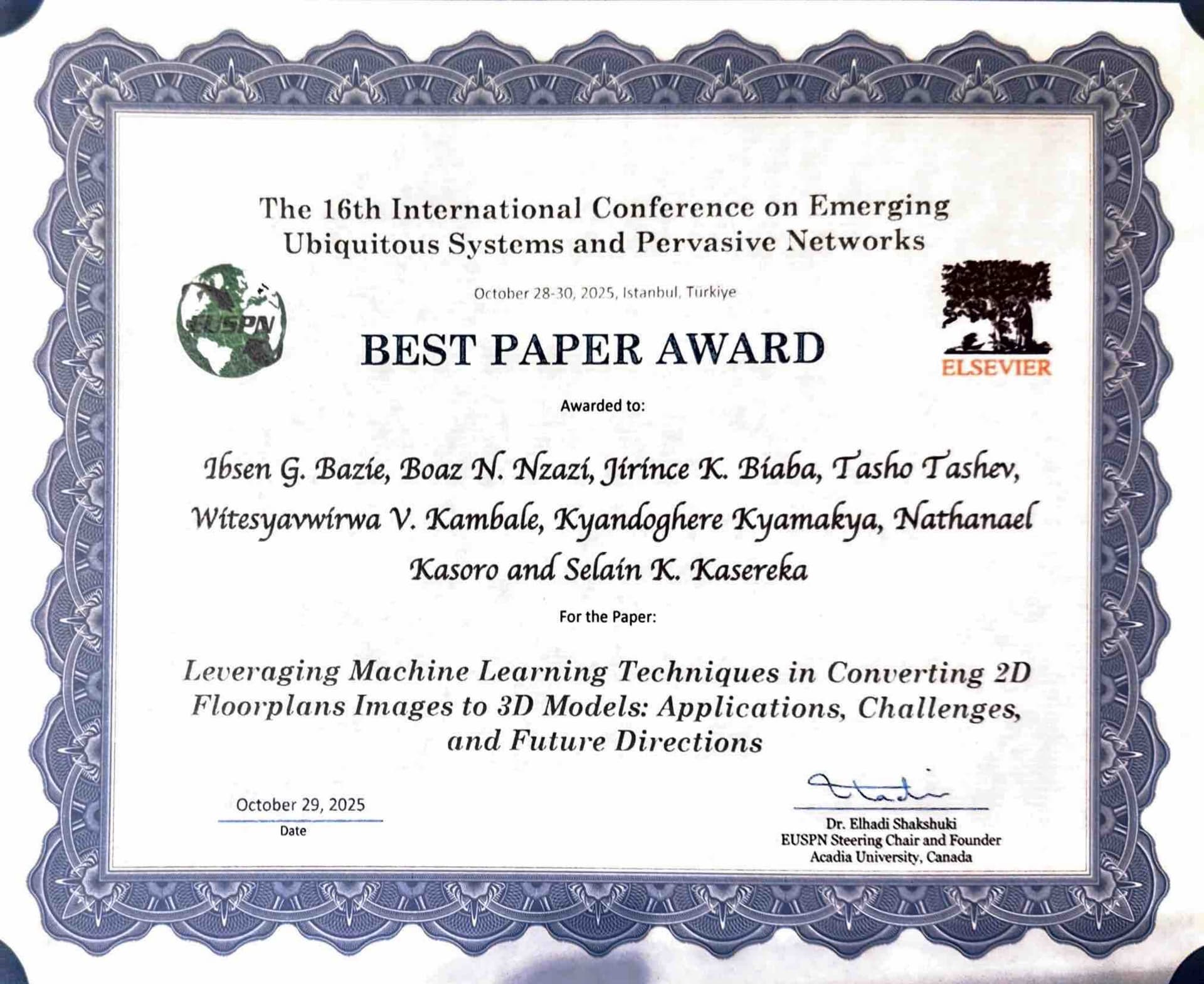 Best Paper Award — EUSPN 2025
